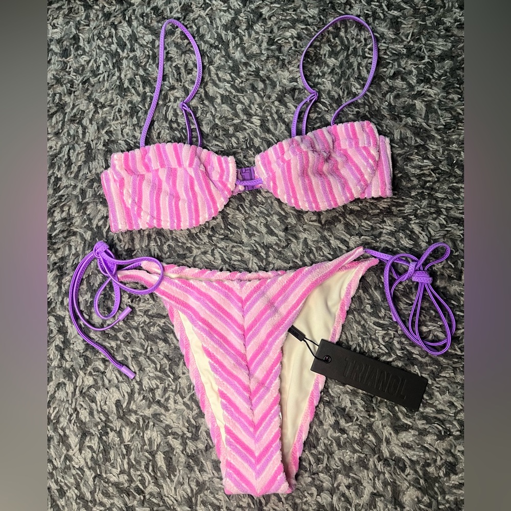 triangl swimwear Pink & Purple Striped Bikini Set